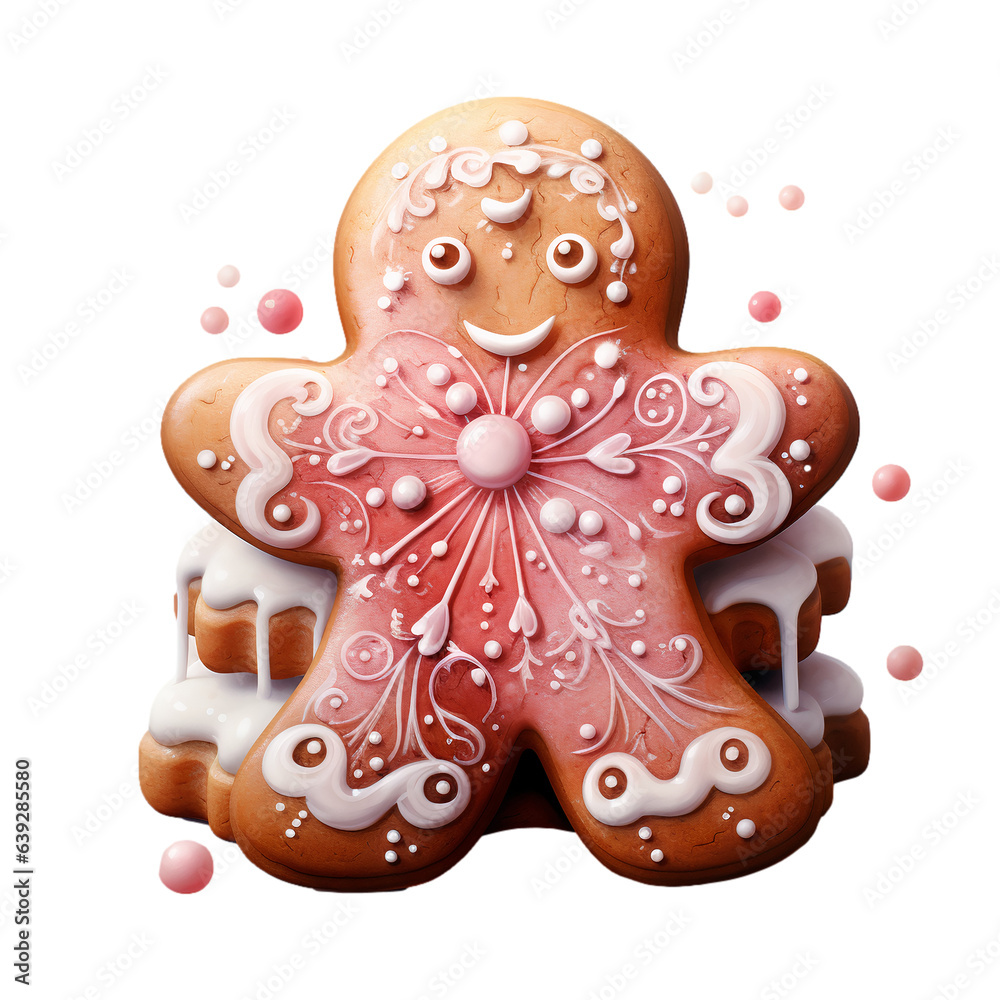 Christmas Pink Gingerbread isolated on white background