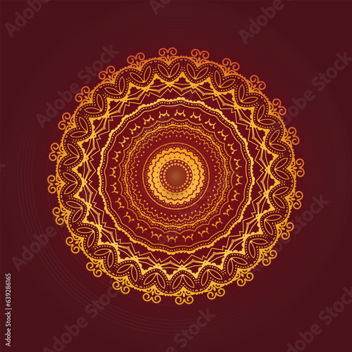 Luxury ornamental mandala design background in gold, Luxury wedding invitation, Ornamental floral corner frame, black background with gold mandala decoration