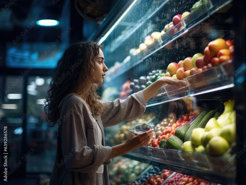 Shopper Selecting Organic Fruits
