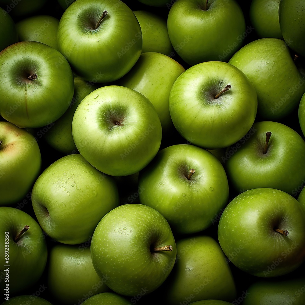 Realistic photo of a bunch of green apples. top view fruit scenery Realistic photo of a bunch of green apples. top view fruit scenery
