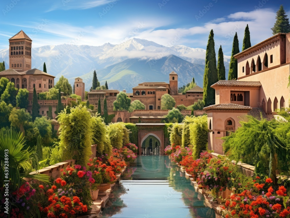 Panoramic Alhambra View - obrazy, fototapety, plakaty 