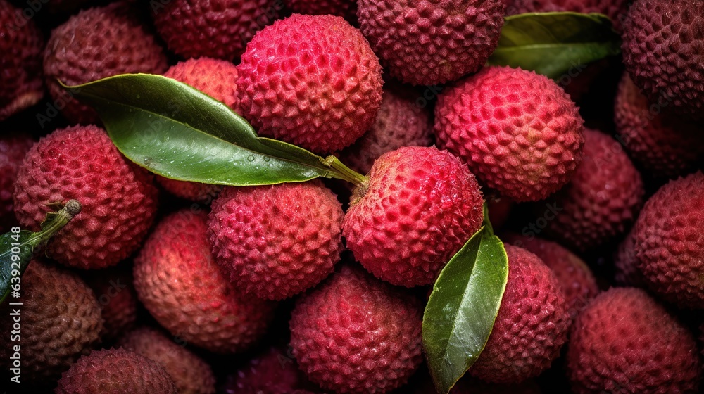 Realistic photo of a bunch of lychees. top view fruit scenery Realistic photo of a bunch of lychees. top view fruit scenery