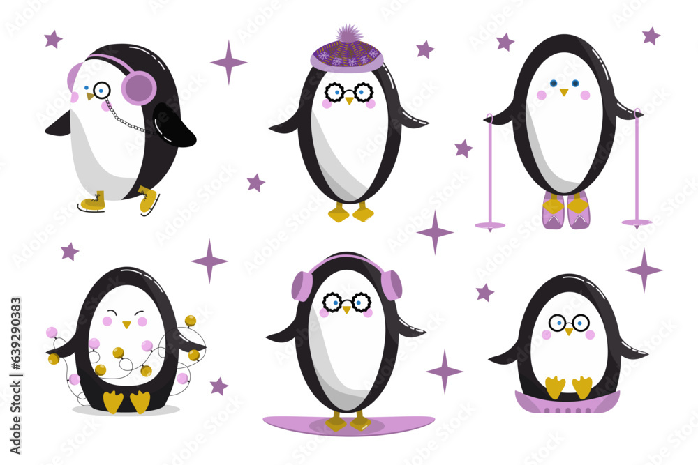 Obraz premium vector image Christmas penguin cute animal