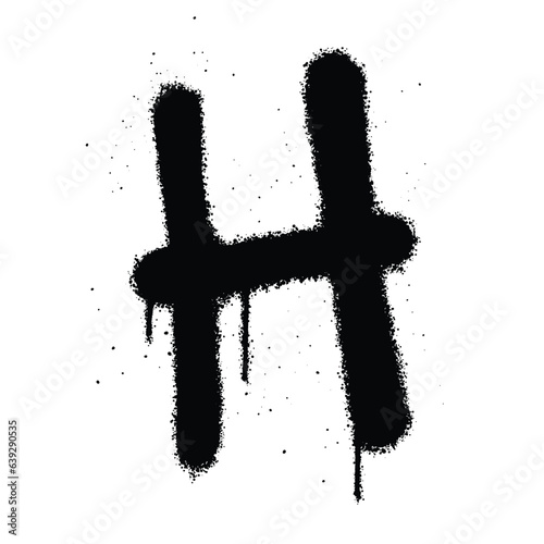Graffiti spray paint Alphabet H Isolated Vector