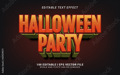 halloween party editable text effect vector