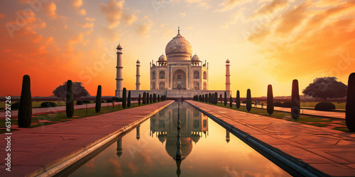 Taj Mahal Palace in India. Indian Temple Tajmahal sunset photography