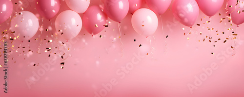 Festive sweet pink balloons background banner celebration theme