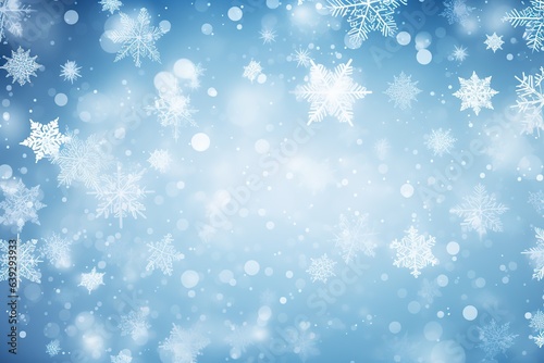 Snowflakes Background. Magical heavy snow flakes backdrop. Snowstorm ice particles. Generative Ai. © Spiraldesign