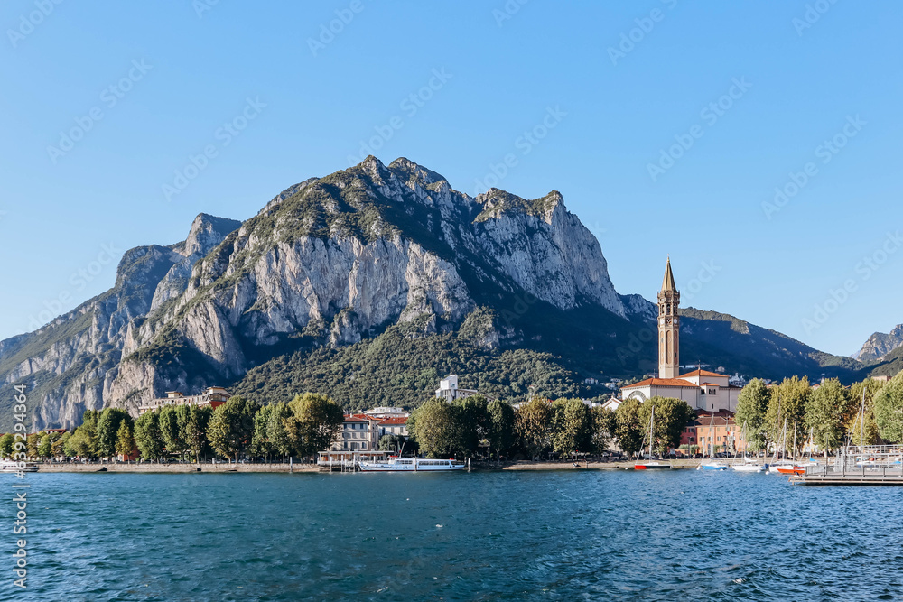 View of the town of Lecco on Lake Como