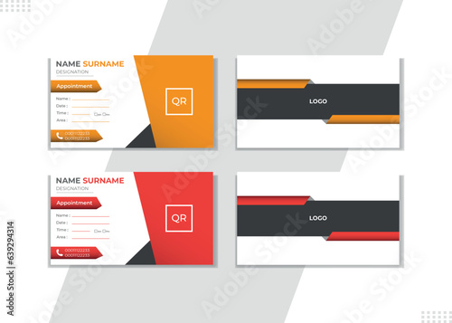 New creative Appointment card template. double sided creative corporate business card layout. vector illustrator simple and unique corporate business card design. QR code . Unique and minimalist card.