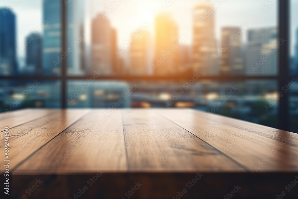 Plank wooden table top and blurred background Plank wooden table top and blurred background