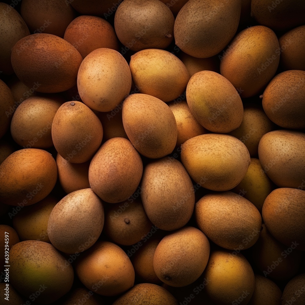 Realistic photo of a bunch of sapodillas. top view fruit scenery Realistic photo of a bunch of sapodillas. top view fruit scenery