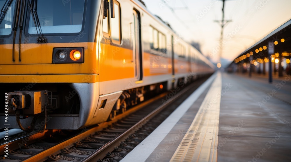 Fototapeta premium Subway train in motion. Generative AI