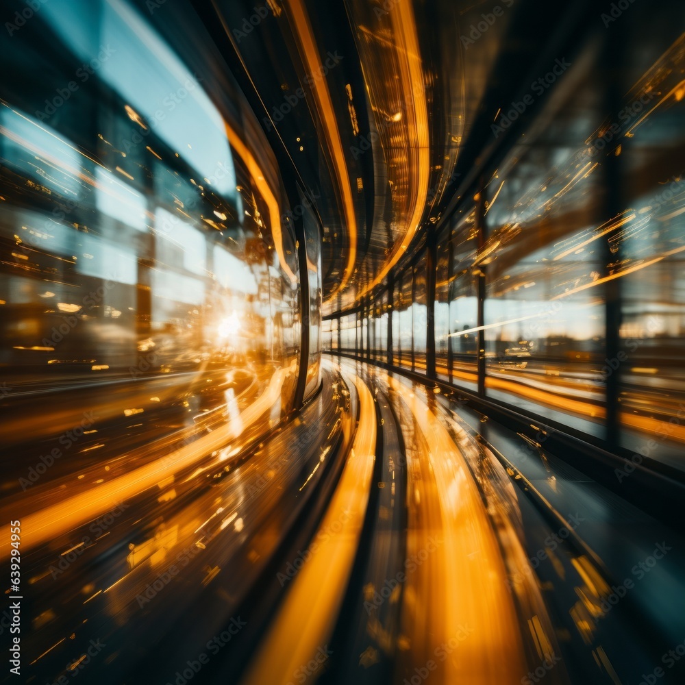 Subway train in motion. Generative AI