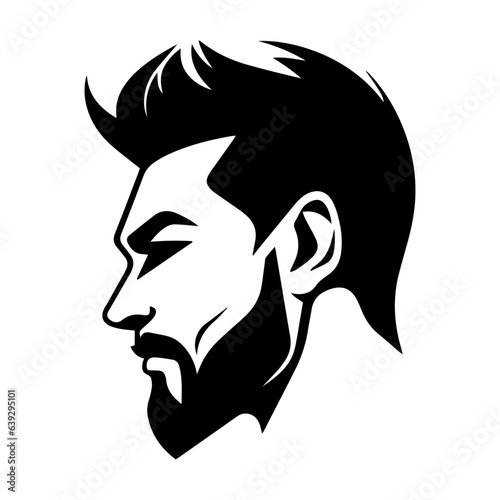 Beautiful man profile logo, icon. Vector outline silhouette on white background