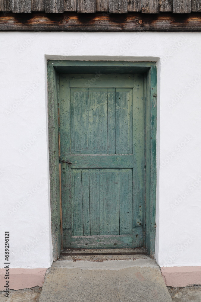 an old wooden entrance door