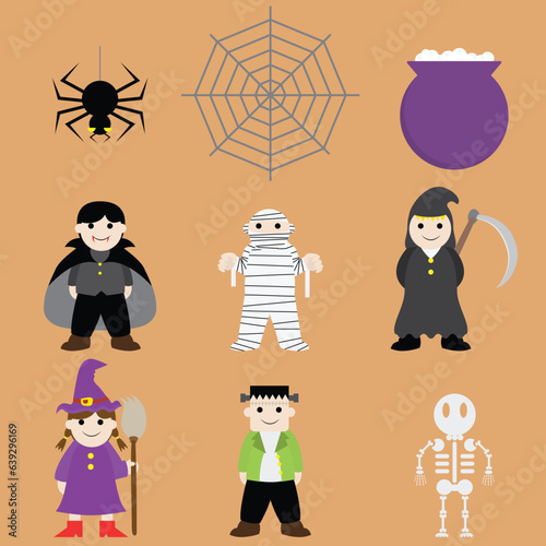 Halloween cartoon set vector