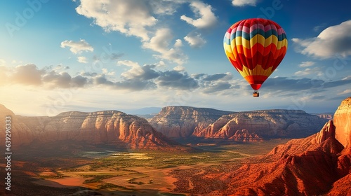 Hot Air Balloon Ride: Floating Over Scenic Valley or Canyon, generative Ai