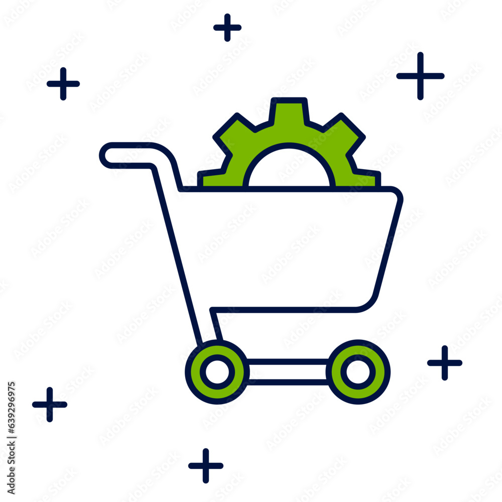 Filled outline Shopping cart icon isolated on white background. Online buying concept. Delivery service. Supermarket basket. Vector Filled outline Shopping cart icon isolated on white background. Online buying concept. Delivery service. Supermarket basket. Vector