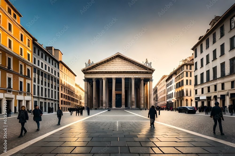 Pantheon in Rome, Italy. Generative AI