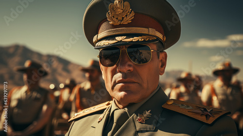 Fotografiet Strong dictator man facing the camera, military general, with military outfit, d
