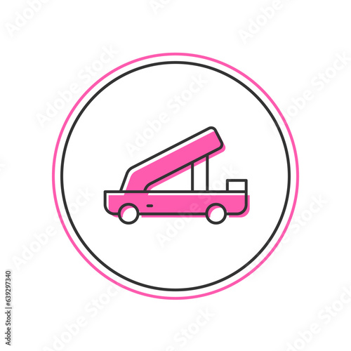 Filled outline Passenger ladder for plane boarding icon isolated on white background. Airport stair travel. Vector