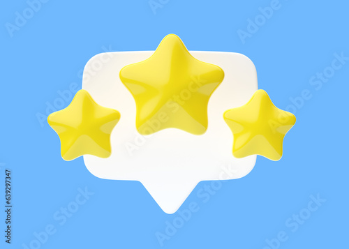 Rate 3d star icon - customer comment with positive feedback  quality opinion online cartoon illustration