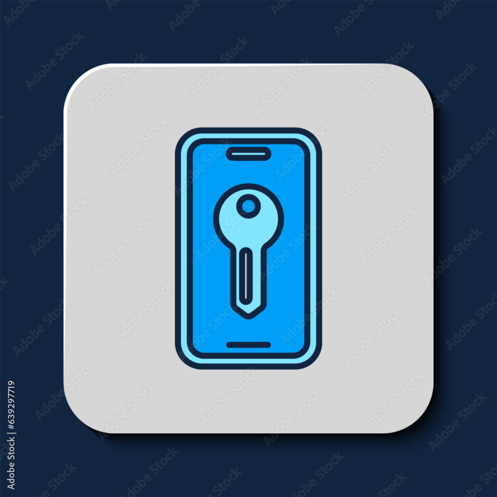 Filled outline Smart key icon isolated on blue background. Vector Filled outline Smart key icon isolated on blue background. Vector