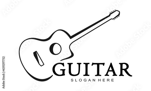 Guitar for acoustic illustration logo design vector