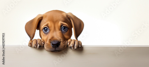 Cute brown puppy on a white background. © toodlingstudio