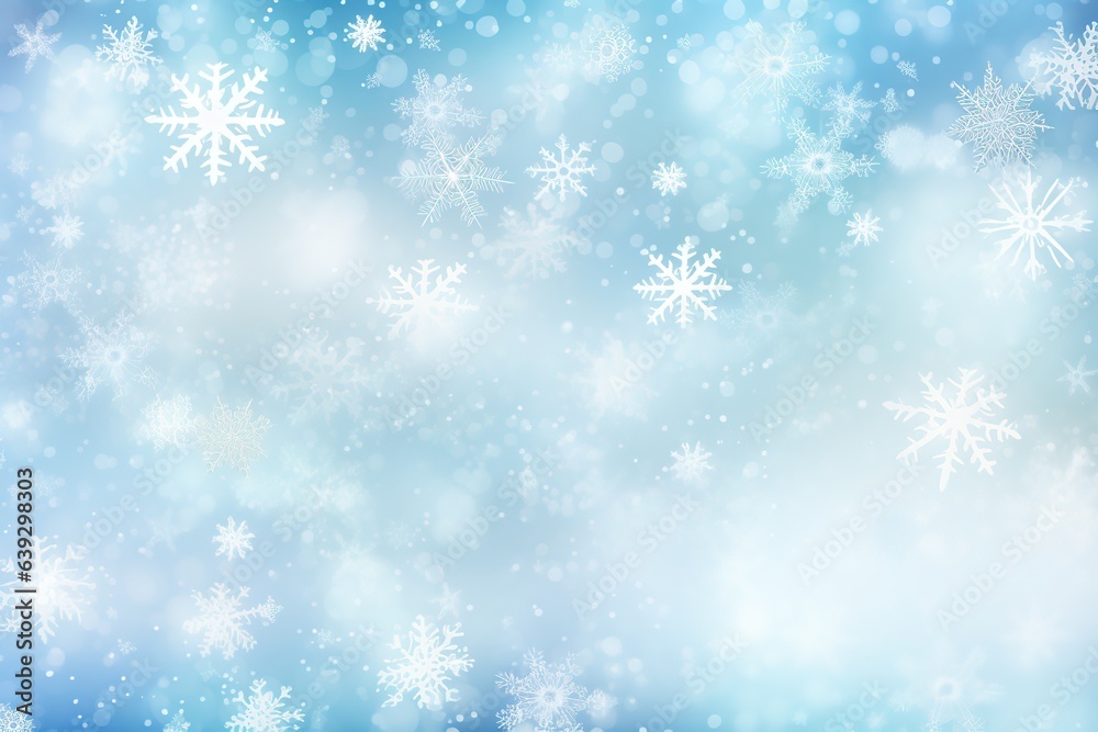Snowflakes Background. Magical heavy snow flakes backdrop. Snowstorm ice particles. Generative Ai.