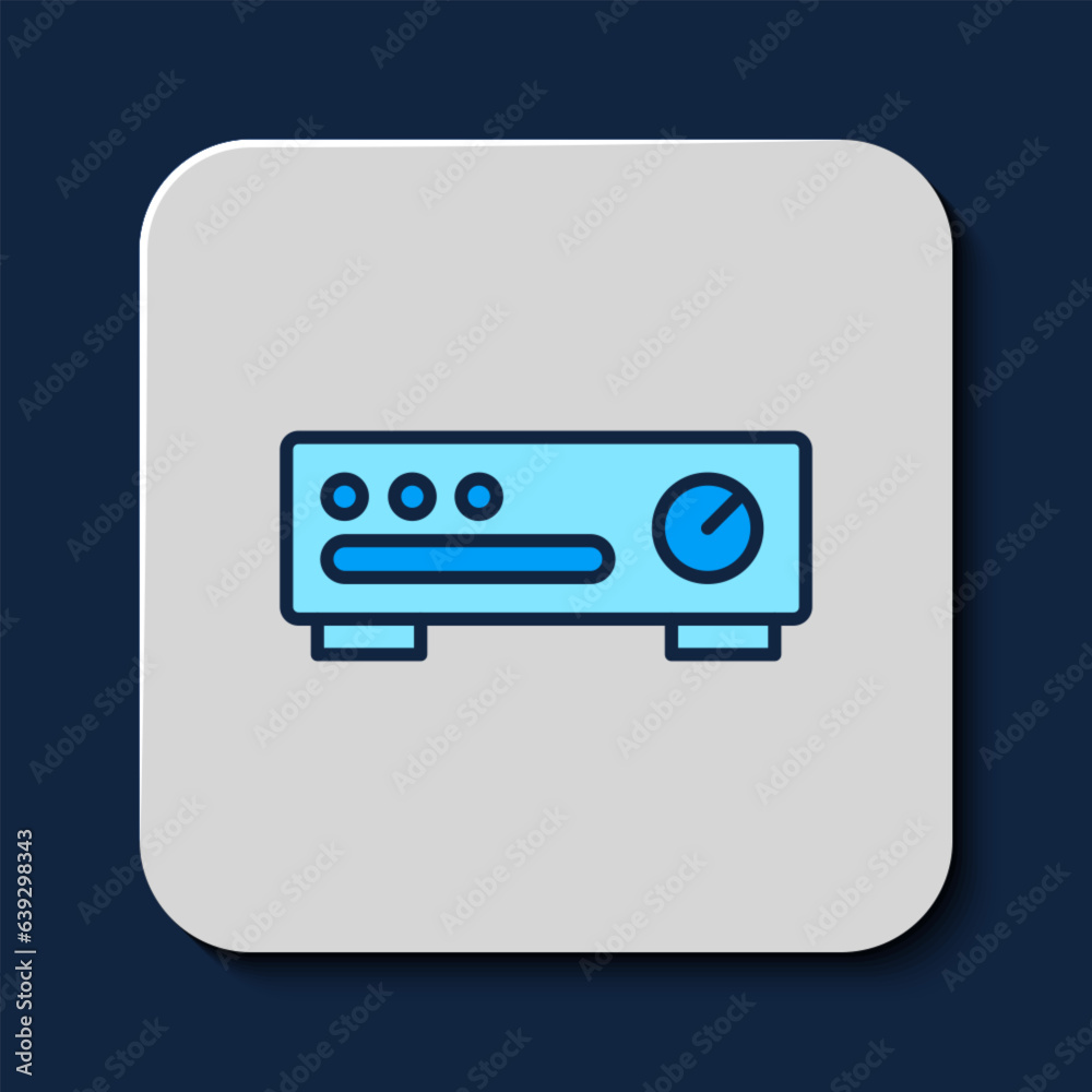 Filled outline Sound mixer controller icon isolated on blue background. Dj equipment slider buttons. Mixing console. Vector Filled outline Sound mixer controller icon isolated on blue background. Dj equipment slider buttons. Mixing console. Vector