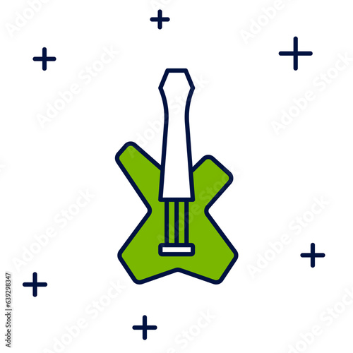 Filled outline Electric bass guitar icon isolated on white background. Vector