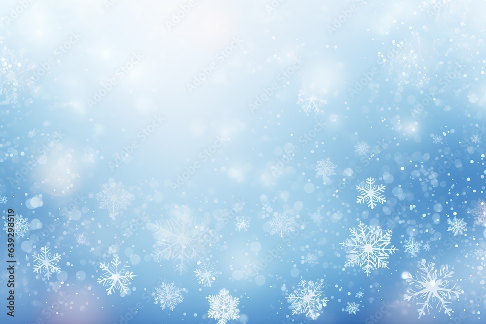 Snowflakes Background. Magical heavy snow flakes backdrop. Snowstorm ice particles. Generative Ai.