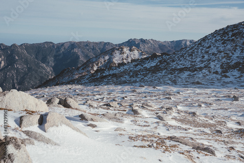 Paysage enneigé en montagne, Ghisoni, Corse