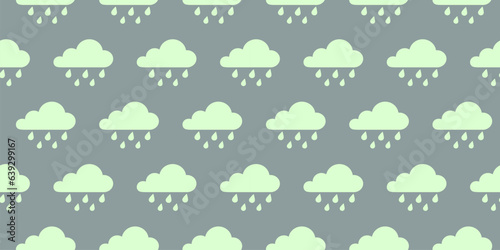 Seamless vector illustration with rain on Green background