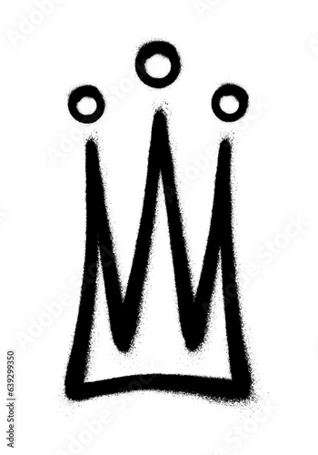 Sprayed crown with overspray in black over white. Vector illustration.