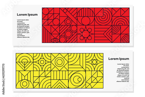 Flyer set geometry line bauhaus background style. Human psychology and mental health concept illustration. Vector 10 eps