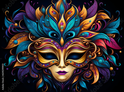 "Masked Splendor: Artwork Collection Inspired by Mardi Gras, Carnival, and Aztec Masks"