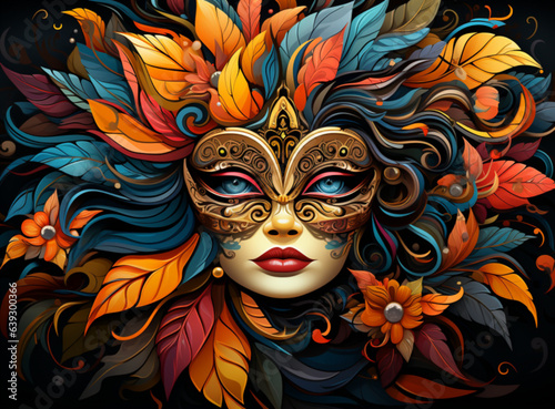 "Masked Splendor: Artwork Collection Inspired by Mardi Gras, Carnival, and Aztec Masks" © Nelson