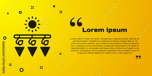 Black Drying grapes icon isolated on yellow background. Dried grapes. Vector