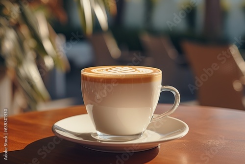 Coffee with latte art in cup   coffee lovers background  Generative Ai