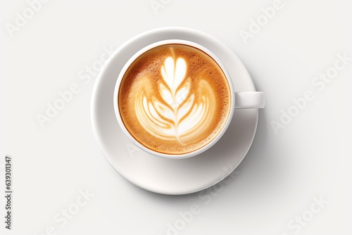 Coffee with latte art in cup , coffee lovers background, Generative Ai