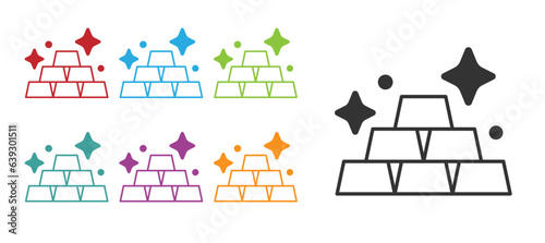 Black Gold bars icon isolated on white background. Banking business concept. Set icons colorful. Vector