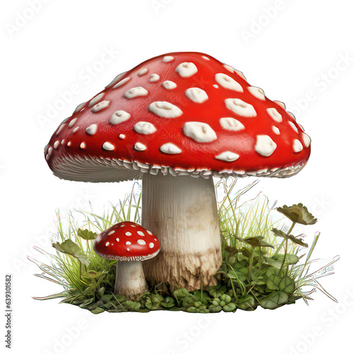 Fly agaric isolated on white created with Generative AI