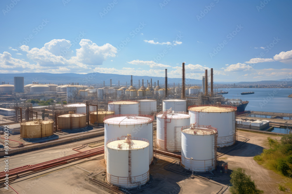 Oil and gas refinery in industrial area, oil and natural gas storage tanks, the refinery industry. Oil and gas refinery in industrial area, oil and natural gas storage tanks, the refinery industry.