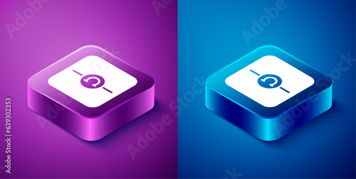 Isometric Ohmmeter icon isolated on blue and purple background. Square button. Vector