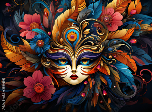  "Masked Splendor: Artwork Collection Inspired by Mardi Gras, Carnival, and Aztec Masks" Generative AI