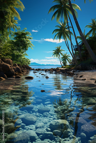 A blue sky  slice perspective  Tropical. AI generative