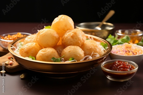 Tangy spheres Golgappa, panipuri, fuchka a subcontinental snack that tickles taste buds with delight Generative AI photo